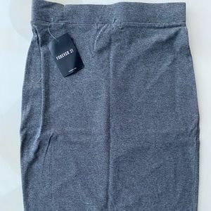 Grey Fitted Mid Length Skirt